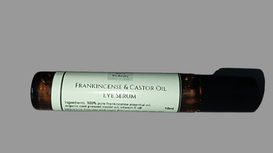 roller bottle of frakincense and castor oil eye serum
